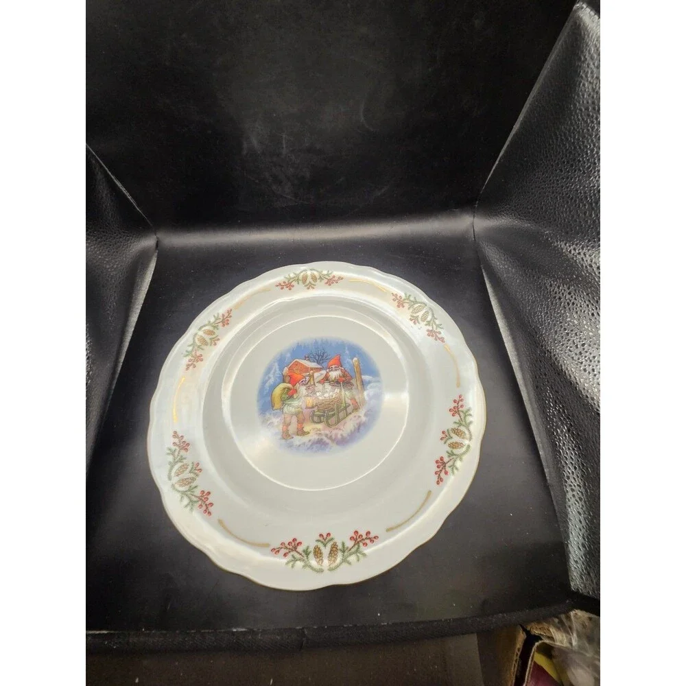 Christineholm Porcelain Lars Porcelain Winter Gnome Dinner Plate 11 Inches